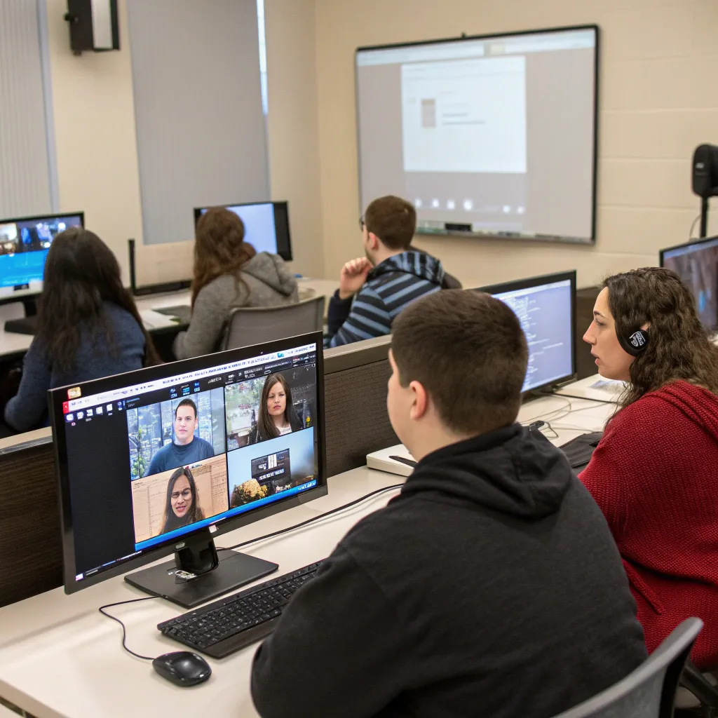 A virtual class session in progress with engaged students